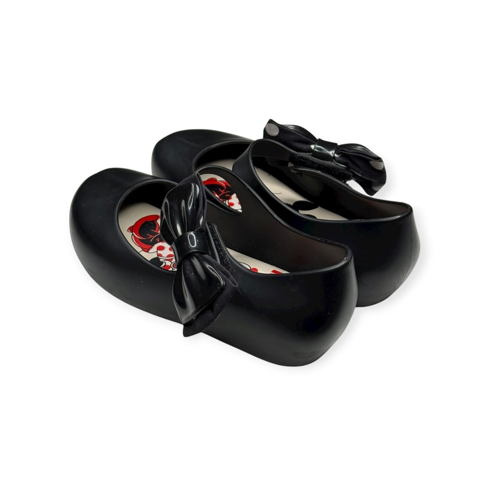 Mini Melissa 𖠌 Minnie Mouse Disney Ultra Bow Jelly Flat Shoes 𖠌 Black 𖠌 Girls 10 - Picture 6 of 16